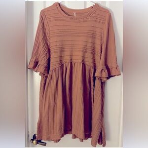 Rust Orange Ruffle Sleeve Dress
